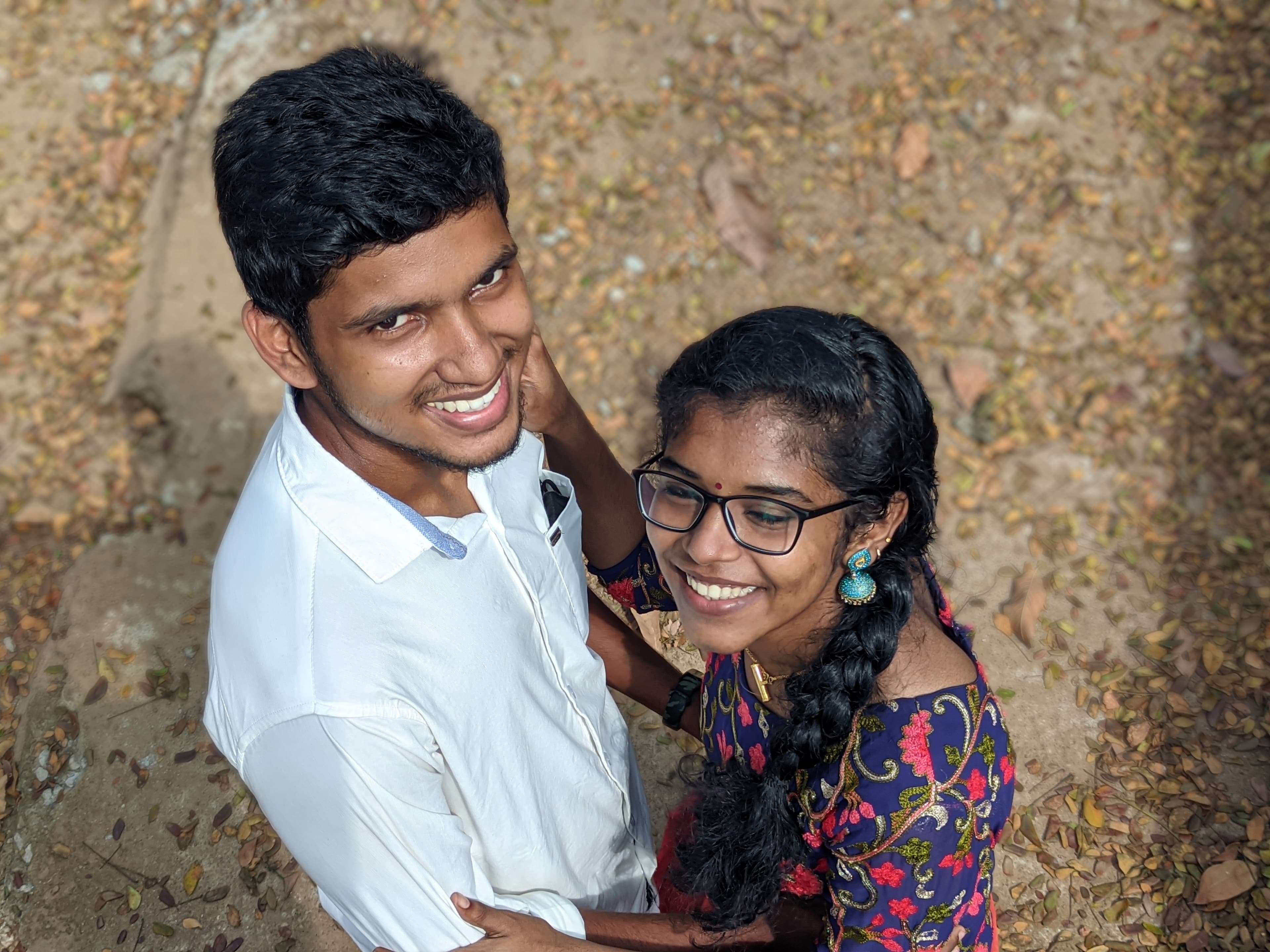 Smiling photo from above